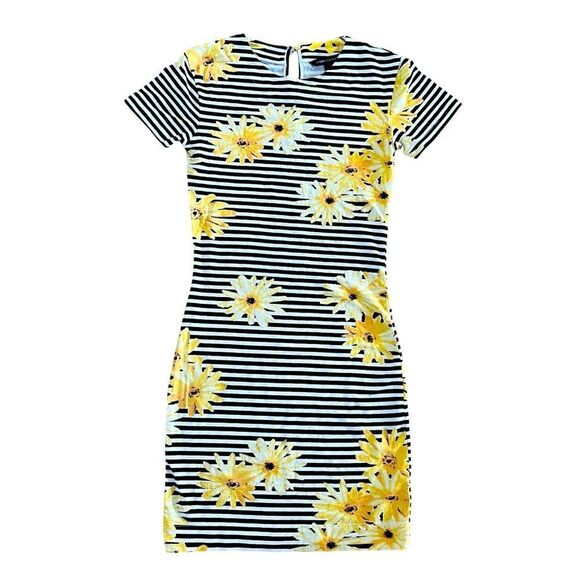 French Connection Sunflower Striped Jersey Mini Dress - Picture 1 of 4